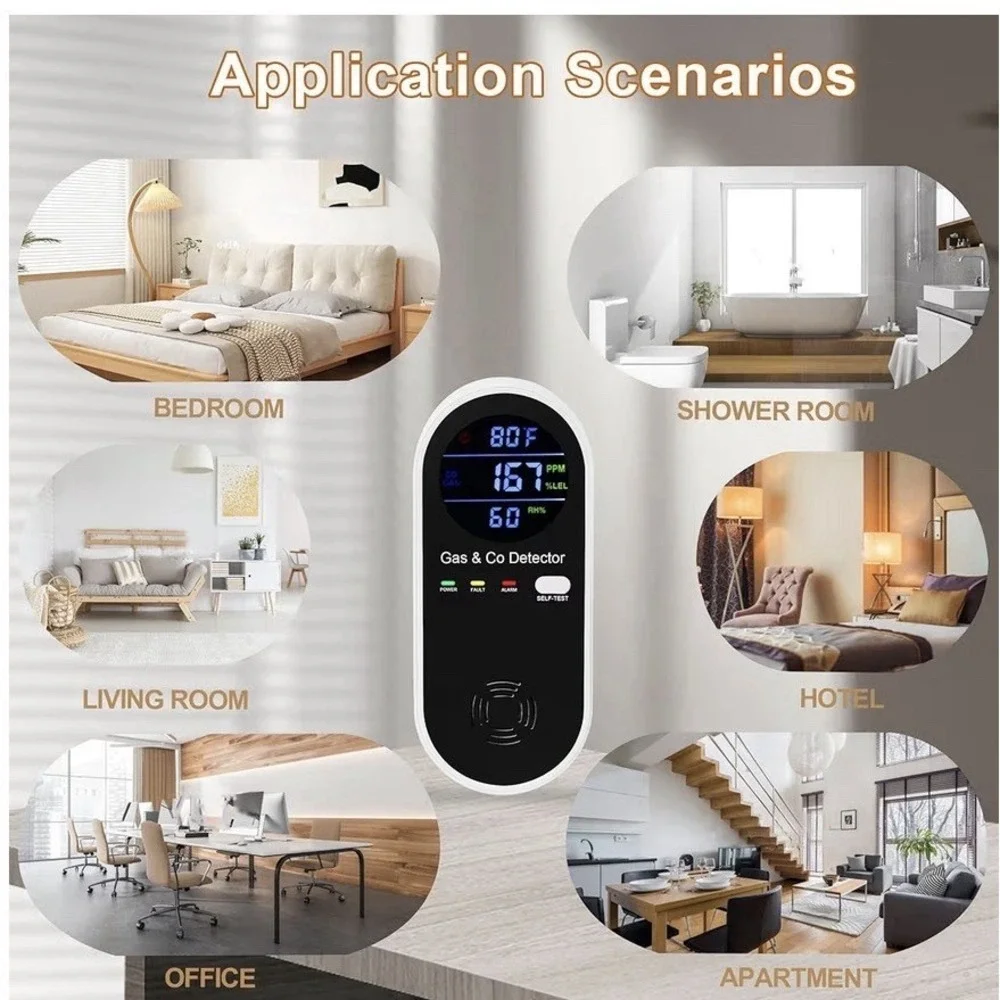 Carbon Monoxide Detectors and Natural Gas Detector, 4-in-1 Carbon Monoxide...